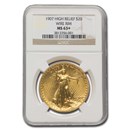 1907 $20 Saint-Gaudens Gold High Relief Wire Rim MS-63+ NGC
