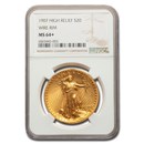1907 $20 Saint-Gaudens Gold High Relief Wire Rim MS-64+ NGC