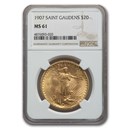 1907 $20 St Gaudens Gold Double Eagle MS-61 NGC