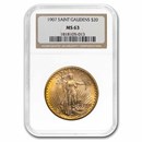 1907 $20 St Gaudens Gold Double Eagle MS-63 NGC