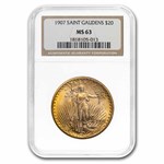 1907 $20 St Gaudens Gold Double Eagle MS-63 NGC