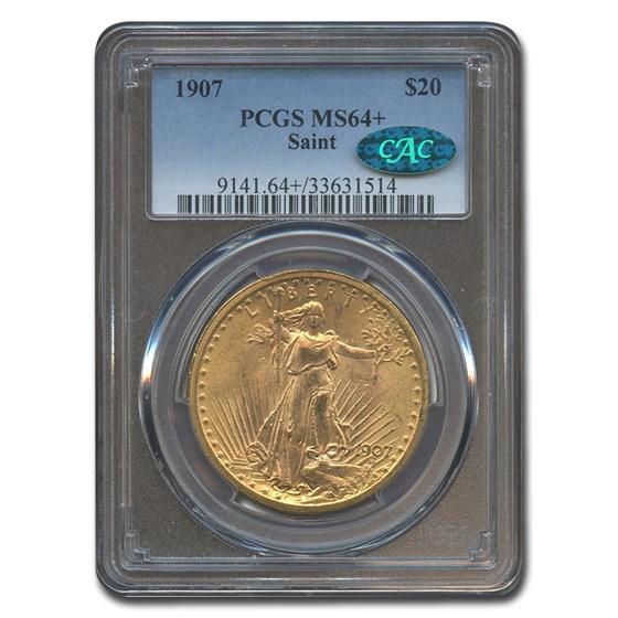 1907 $20 St Gaudens Gold Double Eagle MS-64+ PCGS CAC 1907 $20 St Gaudens Gold Double Eagle MS-64+ PCGS CAC