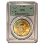 1907 $20 St Gaudens Gold Double Eagle MS-64 PCGS (OGH)
