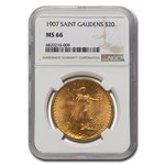 1907 $20 St Gaudens Gold Double Eagle MS-66 NGC