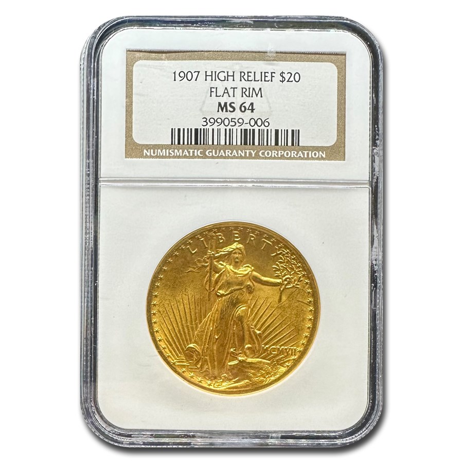 Buy 1907 $20 St Gaudens Gold High Relief Flat Rim MS-64 NGC | APMEX