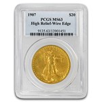 1907 $20 St Gaudens Gold High Relief Wire Edge MS-63 PCGS