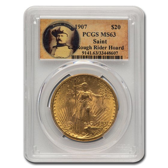 1907 $20 St Gaudens Gold No Motto MS-63 PCGS (Rough Rider) 1907 $20 St Gaudens Gold No Motto MS-63 PCGS (Rough Rider)