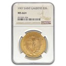 1907 $20 St Gaudens MS-66+ NGC
