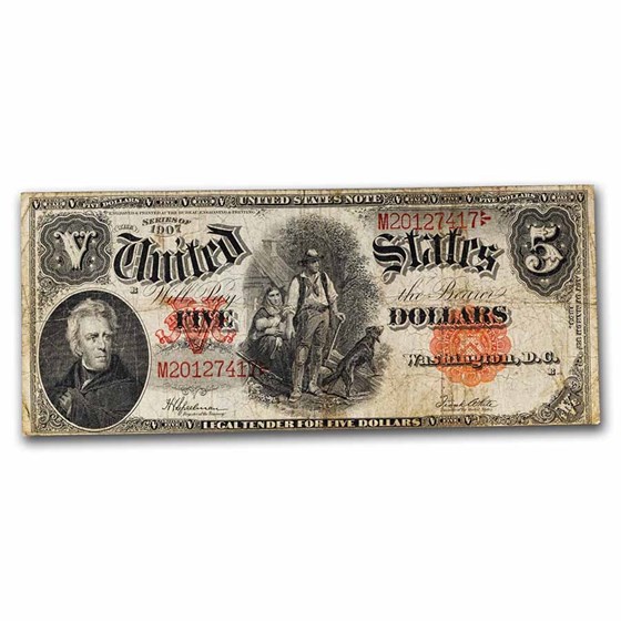 1907 $5.00 Legal Tender Andrew Jackson/Woodchopper VG (Fr#91) 1907 $5.00 Legal Tender Andrew Jackson/Woodchopper VG (Fr#91)