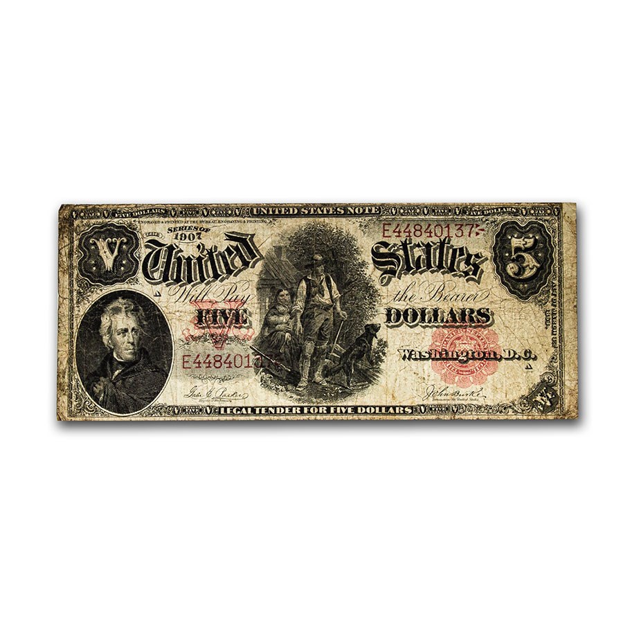 1907 $5.00 Legal Tender Andrew Jackson/Woodchopper VG (Fr#TBD)