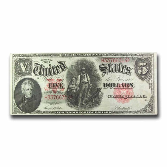 1907 $5.00 Legal Tender Woodchopper Note VF (Fr#88) 1907 $5.00 Legal Tender Woodchopper Note VF (Fr#88)