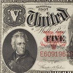 1907 $5.00 Legal Tender Woodchopper Note XF (Fr#88)