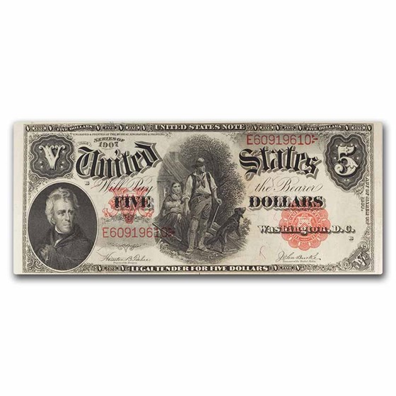1907 $5.00 Legal Tender Woodchopper Note XF (Fr#88) 1907 $5.00 Legal Tender Woodchopper Note XF (Fr#88)