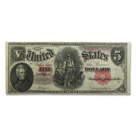 1907 $5.00 Legal Tender Woodchopper VF+ (Fr#85) 1907 $5.00 Legal Tender Woodchopper VF+ (Fr#85)