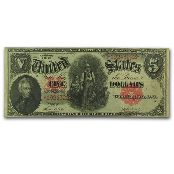 1907 $5.00 Legal Tender Woodchopper VF (Fr#88) 1907 $5.00 Legal Tender Woodchopper VF (Fr#88)