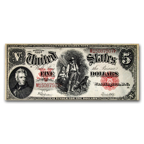 1907 $5.00 Legal Tender Woodchopper XF 1907 $5.00 Legal Tender Woodchopper XF