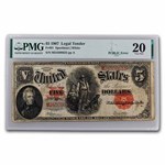1907 $5 Legal Tender Woodchopper VF-20 PMG (Fr#91) PCBLIC