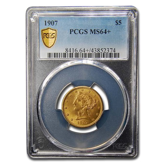 1907 $5 Liberty Gold Half Eagle MS-64+ PCGS 1907 $5 Liberty Gold Half Eagle MS-64+ PCGS