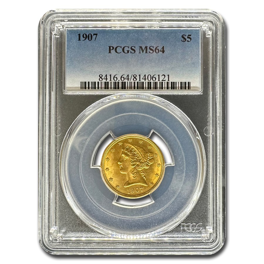 1907 $5 Liberty Gold Half Eagle MS-64 PCGS