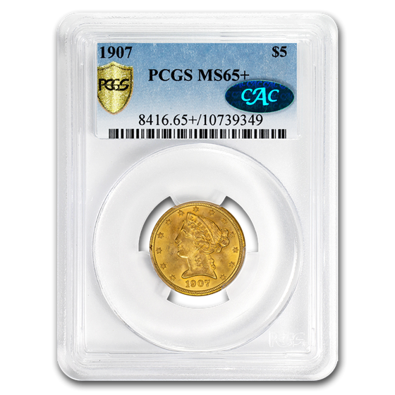 1907 $5 Liberty Gold Half Eagle MS-65+ PCGS CAC 1907 $5 Liberty Gold Half Eagle MS-65+ PCGS CAC