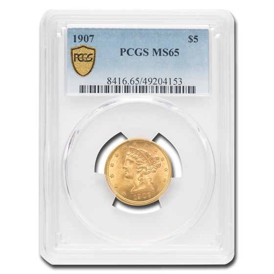 1907 $5 Liberty Gold Half Eagle MS-65 PCGS 1907 $5 Liberty Gold Half Eagle MS-65 PCGS
