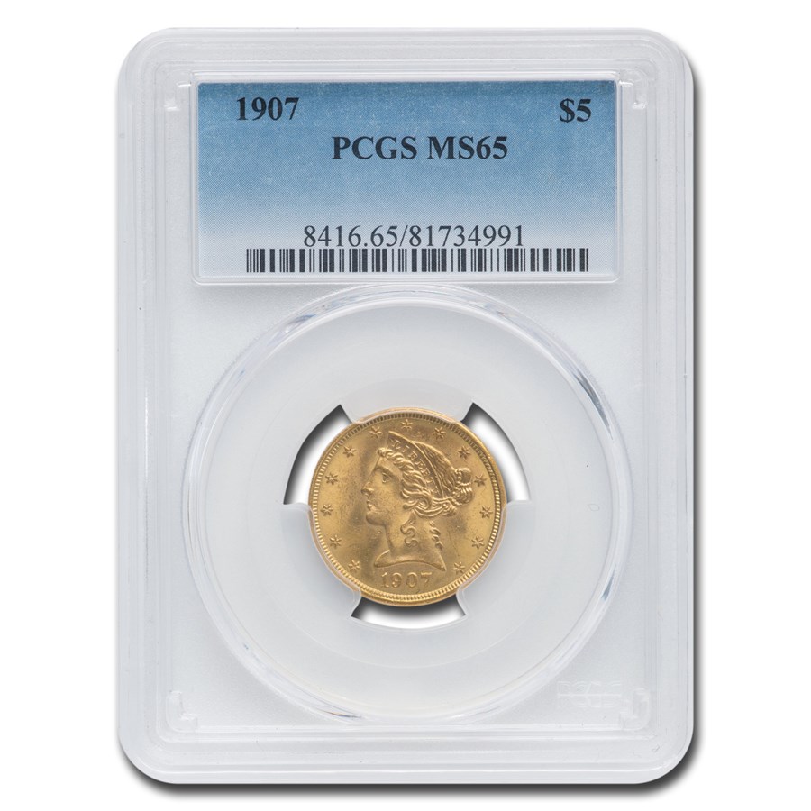 1907 $5 Liberty Gold Half Eagle MS-65 PCGS