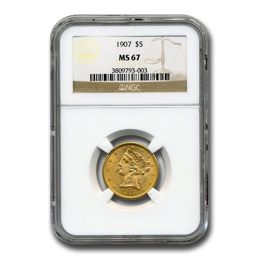 Buy 1907 $5 Liberty Gold Half Eagle MS-67 NGC | APMEX