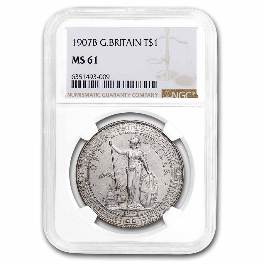 1907-B Great Britain Silver Trade Dollar MS-61 NGC