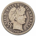 1907 Barber Dime 50-Coin Roll Avg Circ