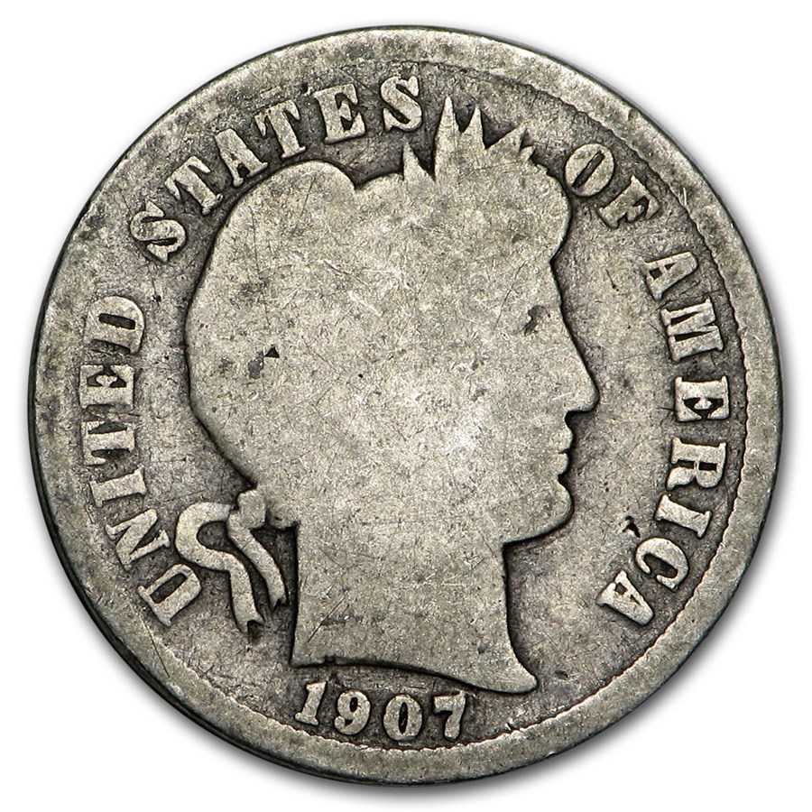 1907 Barber Dime Good/VG