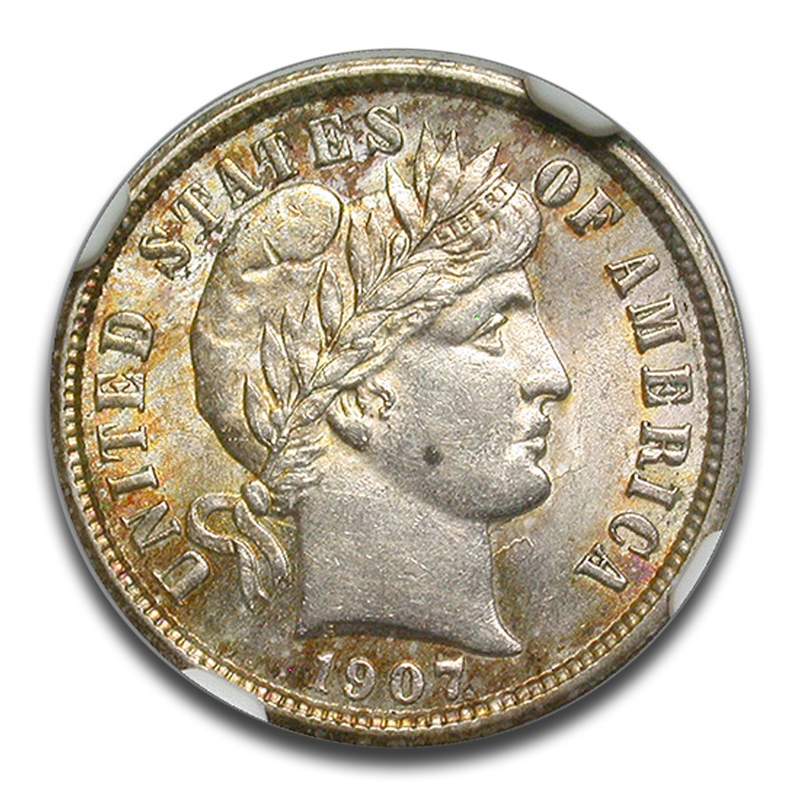 1907 Barber Dime MS-61 NGC