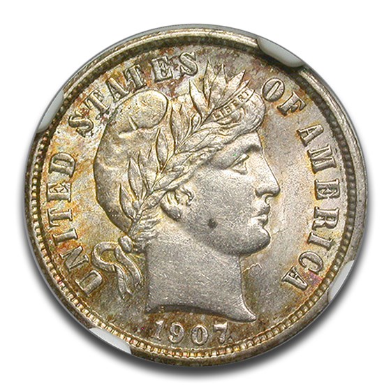 1907 Barber Dime MS-61 NGC 1907 Barber Dime MS-61 NGC