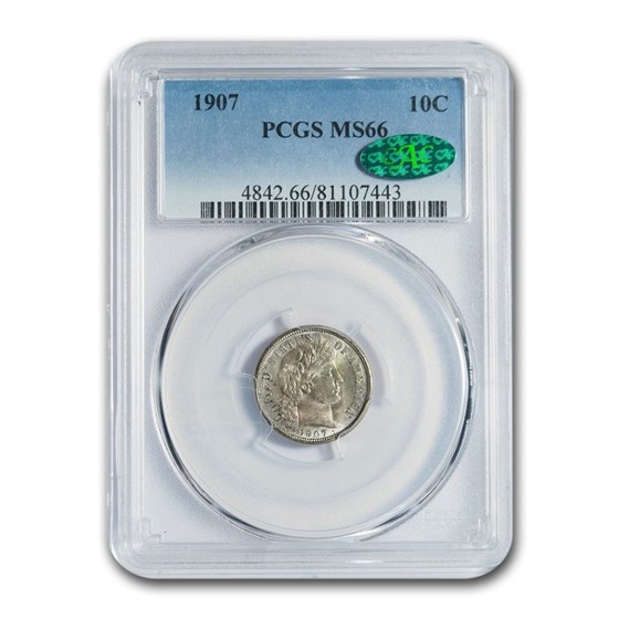 1907 Barber Dime MS-66 PCGS CAC 1907 Barber Dime MS-66 PCGS CAC