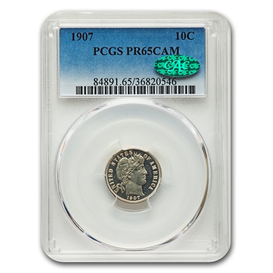 1907 Barber Dime PR-65 Cameo PCGS CAC 1907 Barber Dime PR-65 Cameo PCGS CAC