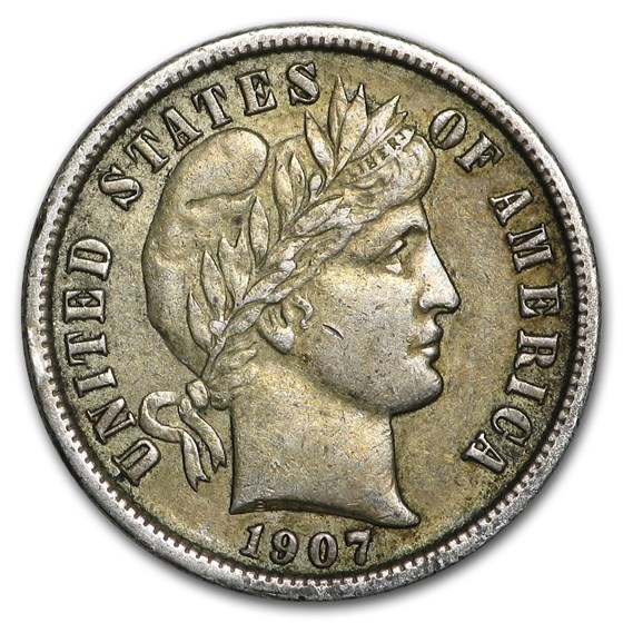 1907 Barber Dime XF 1907 Barber Dime XF