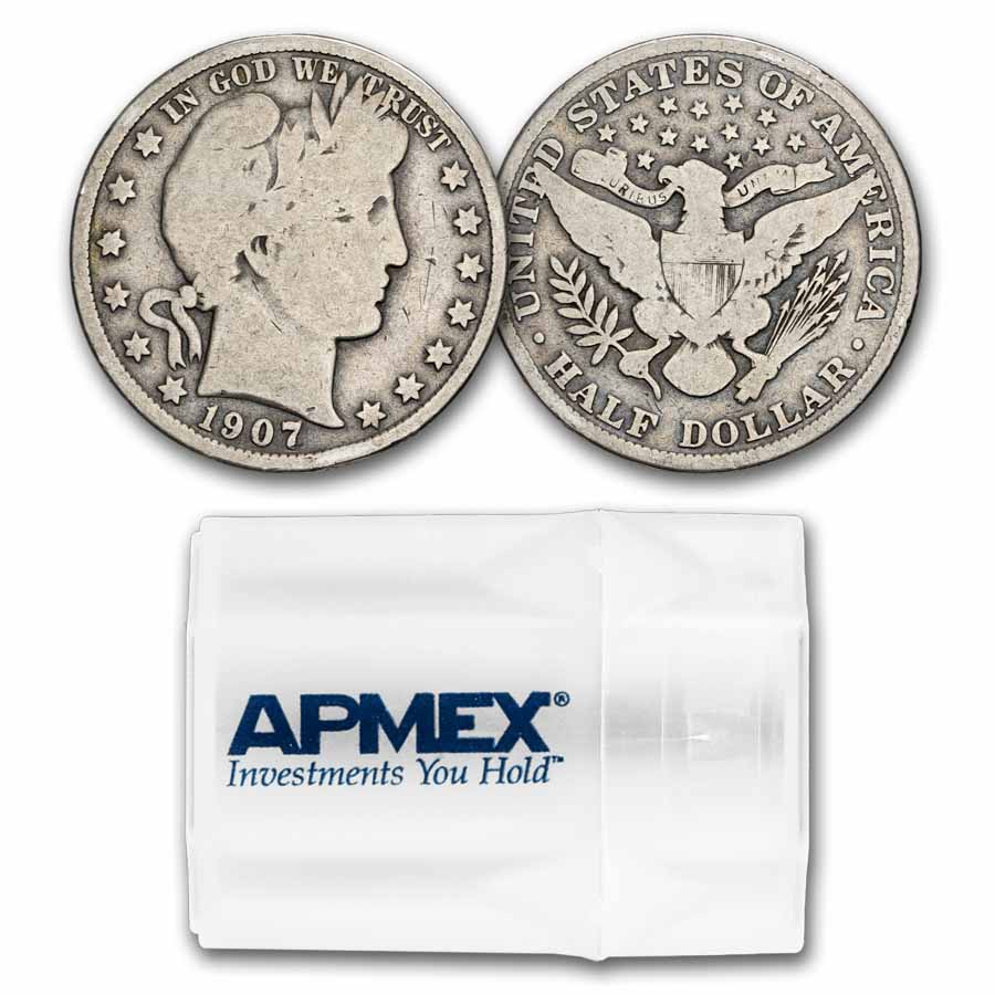1907 Barber Half Dollar 20-Coin Roll Avg Circ US Mint