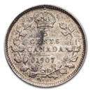 1907 Canada Silver 5 Cents Edward VII AU