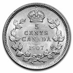 1907 Canada Silver 5 Cents Edward VII BU