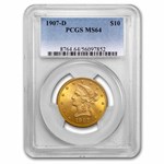 1907-D $10 Liberty Gold Eagle MS-64 PCGS
