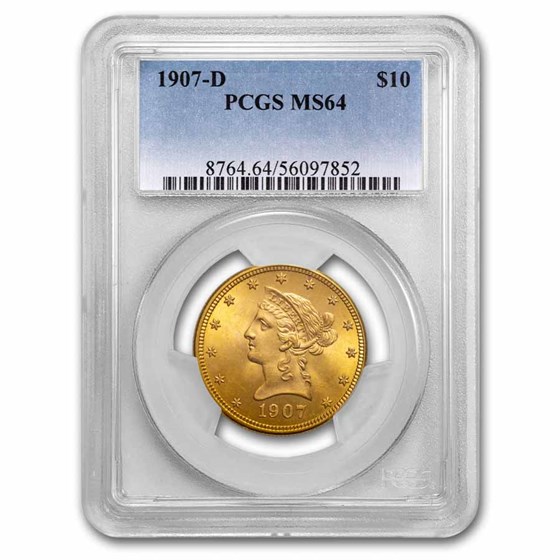 1907-D $10 Liberty Gold Eagle MS-64 PCGS 1907-D $10 Liberty Gold Eagle MS-64 PCGS