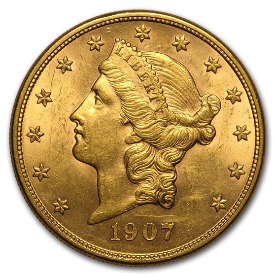 1907-D $20 Liberty Gold Double Eagle AU 1907-D $20 Liberty Gold Double Eagle AU