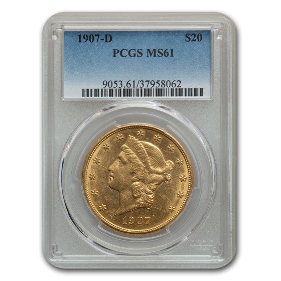 1907-D $20 Liberty Gold Double Eagle MS-61 PCGS 1907-D $20 Liberty Gold Double Eagle MS-61 PCGS