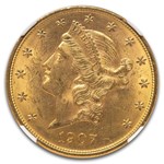 1907-D $20 Liberty Gold Double Eagle MS-62 NGC