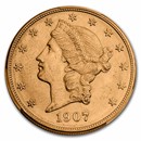 1907-D $20 Liberty Gold Double Eagle MS-64 PCGS