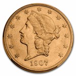 1907-D $20 Liberty Gold Double Eagle MS-64 PCGS
