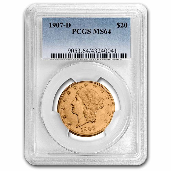 1907-D $20 Liberty Gold Double Eagle MS-64 PCGS 1907-D $20 Liberty Gold Double Eagle MS-64 PCGS