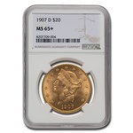 1907-D $20 Liberty Gold Double Eagle MS-65+ NGC