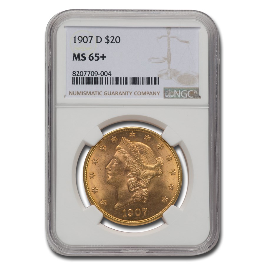 1907-D $20 Liberty Gold Double Eagle MS-65+ NGC