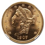 1907-D $20 Liberty Gold Eagle MS-66 NGC