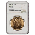 1907-D $20 Liberty Gold Eagle MS-66 NGC